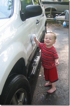 washing the car